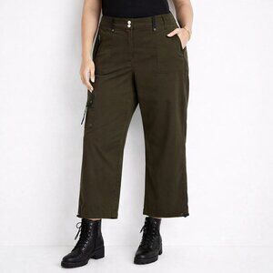 Cropped Cargo Straight Leg Streetwear Olive Green Casual Chico's Pant [size L/2]